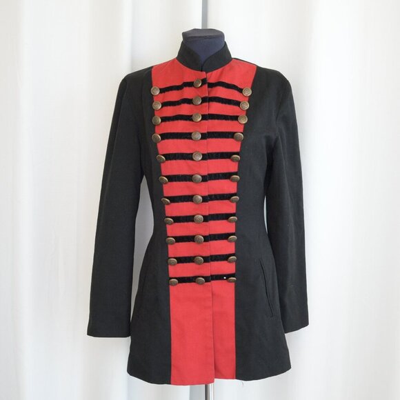 Vintage 90s Le Chateau Sgt Pepper Military Black/Red Jacket Sz S - Picture 1 of 7